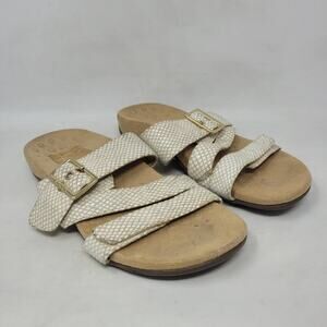 Vionic Sandals 6 Skylar Strappy Slides Slip On Comfort Orthotic White Beige